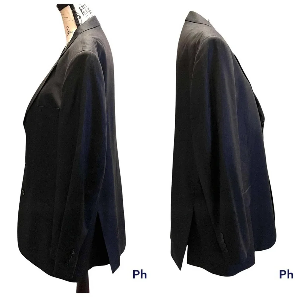 Emanuel Ungaro Suit Jacket Blazer Sport Coat Navy Blue Size 46R formal office